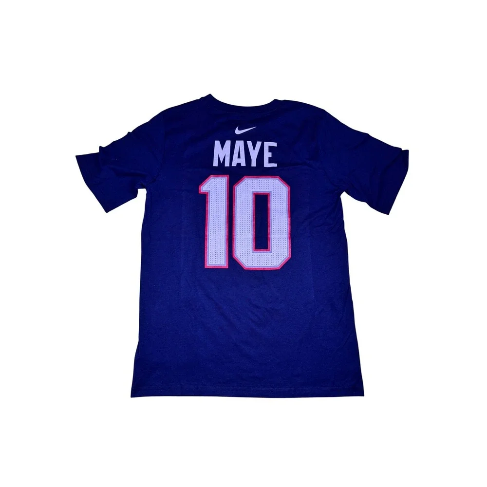 Nike New England Patriots Drake Maye Kids XL 18/20 Navy Blue Number 10 T-Shirt
